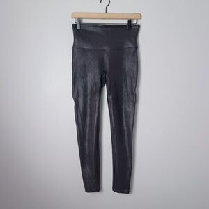 Spanx Shapewear Black Faux Leather Leggings Size Large